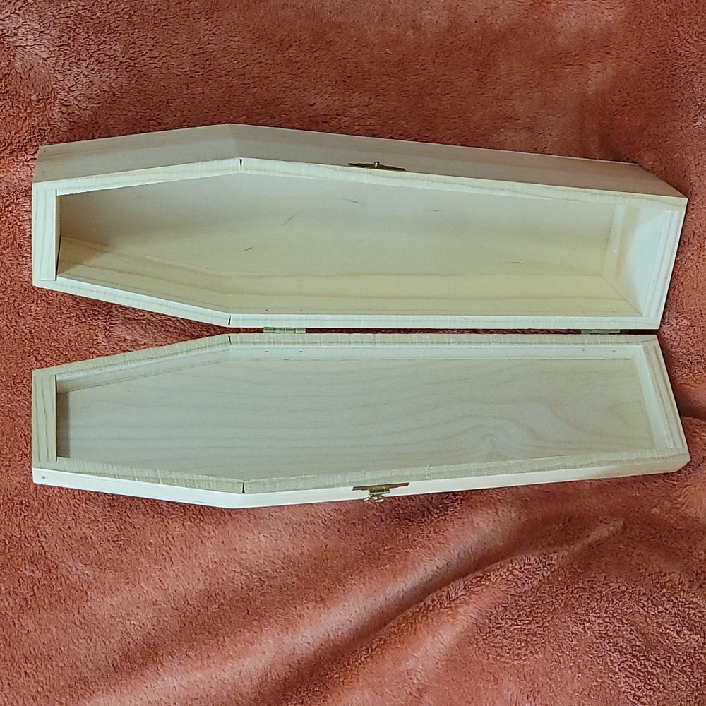 Skull Wood Coffin Wine Box Poizin Branded Hinged Lid RIP Armida Winery 15" x 4"